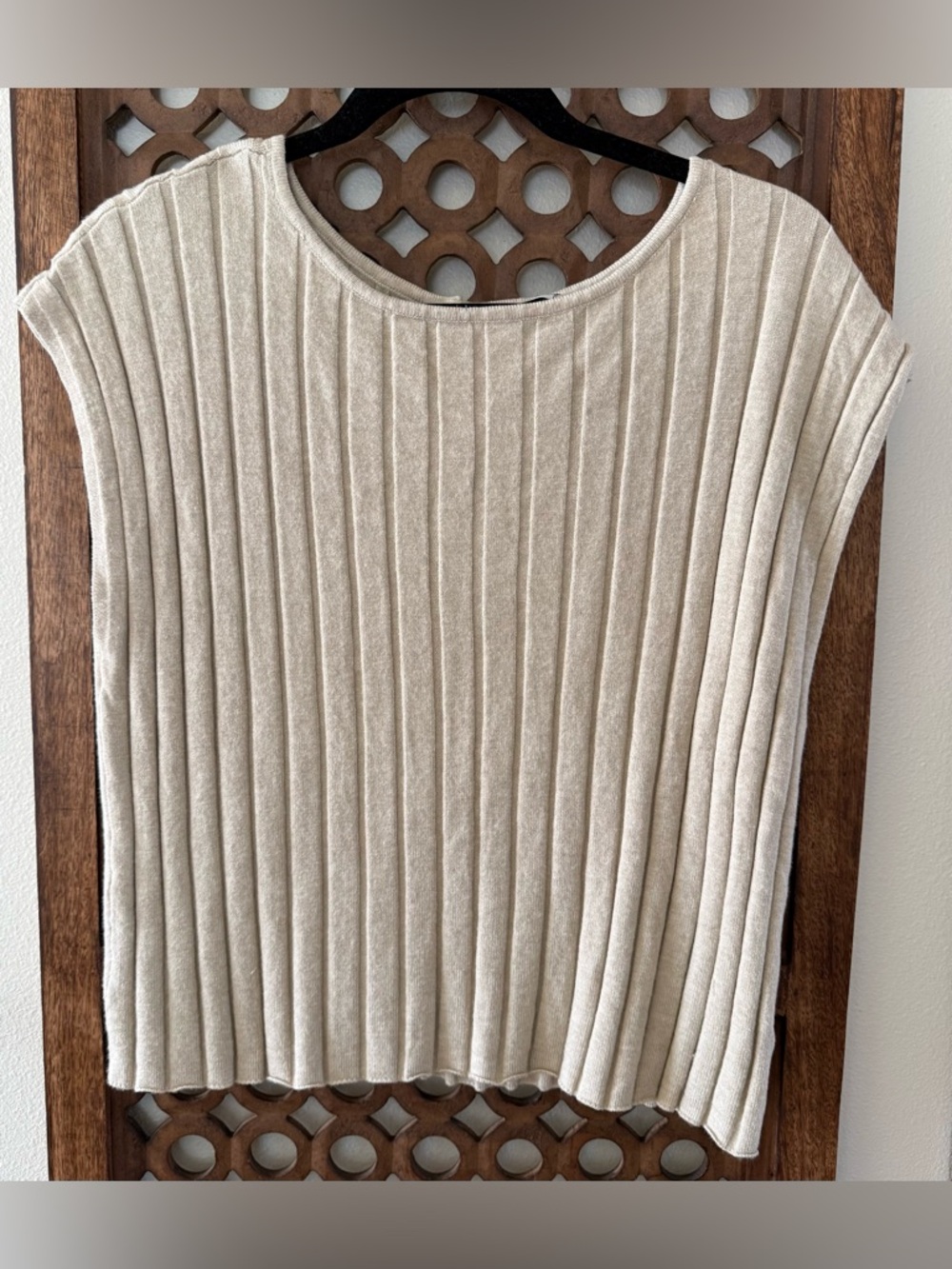 Sadie & Sage Ribbed Sleeveless Knit Top in Beige